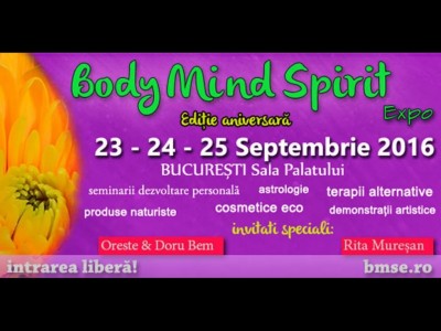 Body Mind Spirit Expo XX - Ediție Aniversară 23-25 Septembrie, Sala Palatului, București – cel mai mare eveniment de dezvoltare personală, sănătate și frumusețe din România