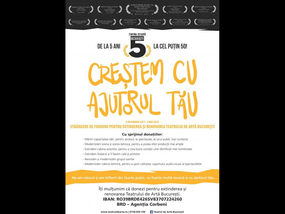 Teatrul de Artă creşte cu ajutorul publicului