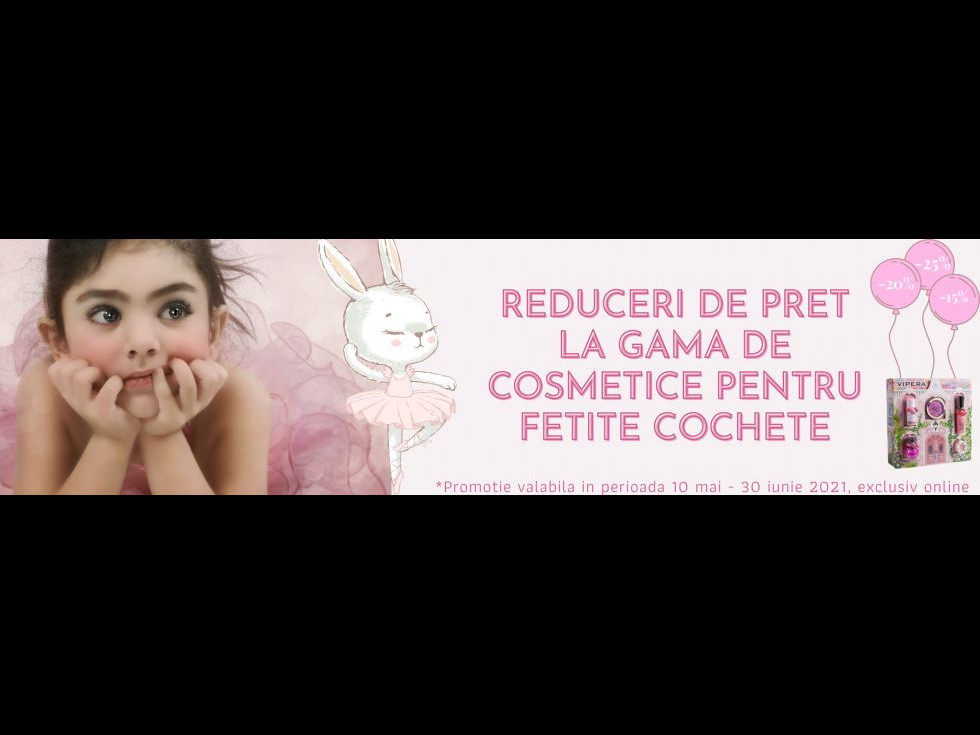 Promoție Gama TuTu - produse de machiaj pentru copii, disponibile pe www.ViperaCosmetics.ro, magazin on-line exclusiv marca VIPERA Promoție Gama TuTu - produse de machiaj pentru copii, disponibile pe www.ViperaCosmetics.ro, magazin on-line exclusiv marca VIPERA